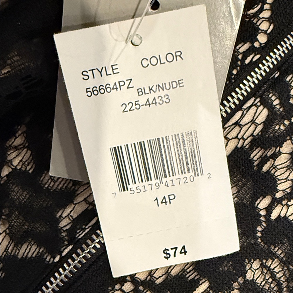 Sleeveless Black Lace Overlay Dress with Nude Lining - Picture 6 of 6